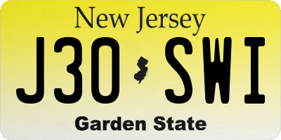 NJ license plate J30SWI