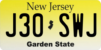 NJ license plate J30SWJ