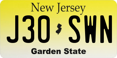 NJ license plate J30SWN