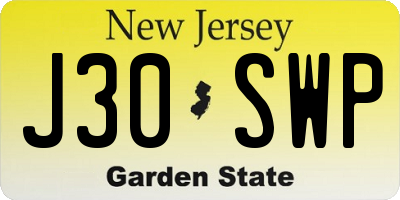 NJ license plate J30SWP