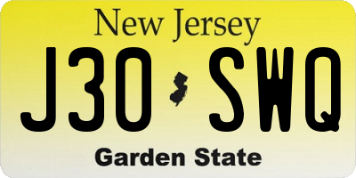 NJ license plate J30SWQ