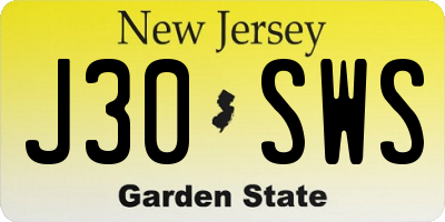 NJ license plate J30SWS