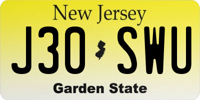 NJ license plate J30SWU