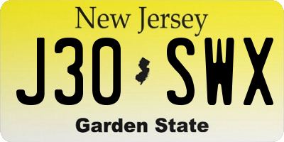 NJ license plate J30SWX