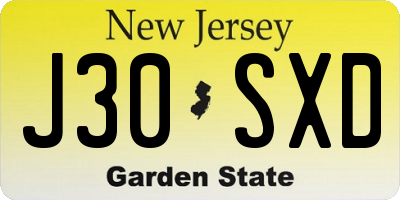 NJ license plate J30SXD