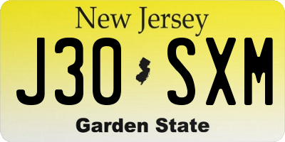 NJ license plate J30SXM