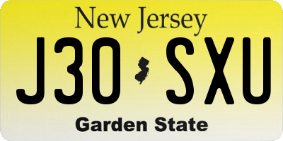 NJ license plate J30SXU