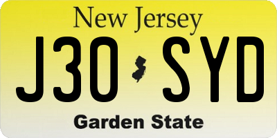 NJ license plate J30SYD