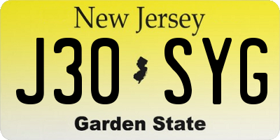 NJ license plate J30SYG