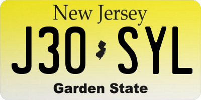 NJ license plate J30SYL