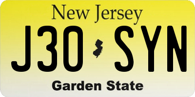 NJ license plate J30SYN