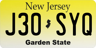 NJ license plate J30SYQ