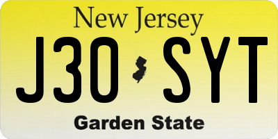 NJ license plate J30SYT