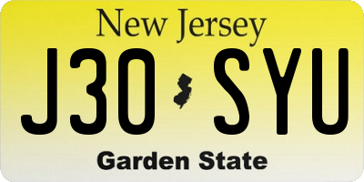 NJ license plate J30SYU