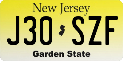 NJ license plate J30SZF