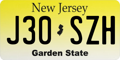 NJ license plate J30SZH
