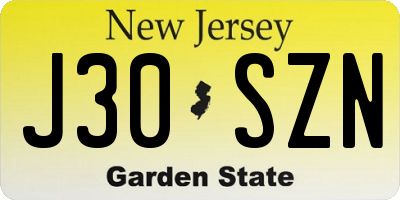 NJ license plate J30SZN