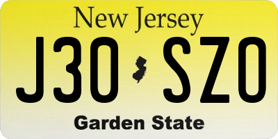 NJ license plate J30SZO