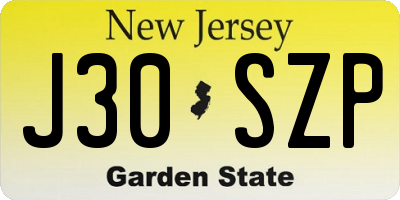 NJ license plate J30SZP