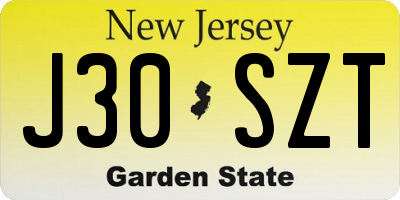 NJ license plate J30SZT