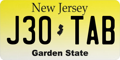 NJ license plate J30TAB