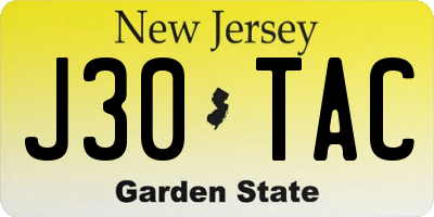 NJ license plate J30TAC