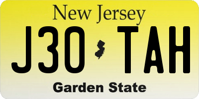 NJ license plate J30TAH