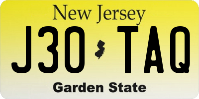 NJ license plate J30TAQ