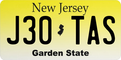NJ license plate J30TAS