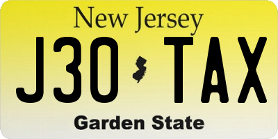 NJ license plate J30TAX