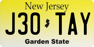 NJ license plate J30TAY