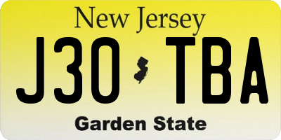 NJ license plate J30TBA