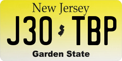 NJ license plate J30TBP