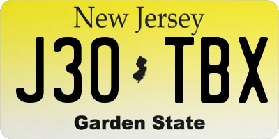 NJ license plate J30TBX
