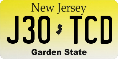 NJ license plate J30TCD