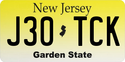 NJ license plate J30TCK