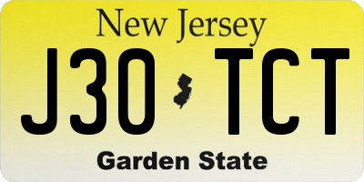 NJ license plate J30TCT