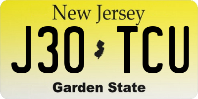 NJ license plate J30TCU