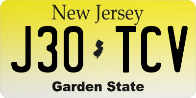 NJ license plate J30TCV