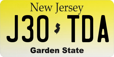 NJ license plate J30TDA