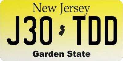 NJ license plate J30TDD
