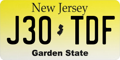 NJ license plate J30TDF