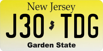 NJ license plate J30TDG