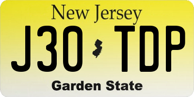 NJ license plate J30TDP