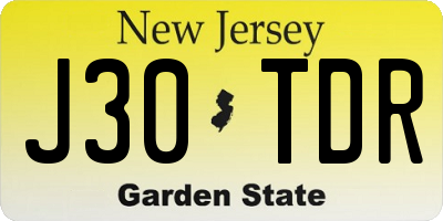 NJ license plate J30TDR