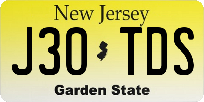 NJ license plate J30TDS
