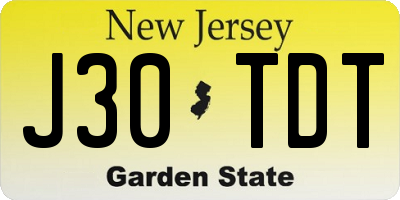 NJ license plate J30TDT