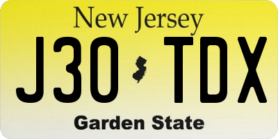 NJ license plate J30TDX