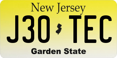 NJ license plate J30TEC