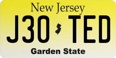 NJ license plate J30TED